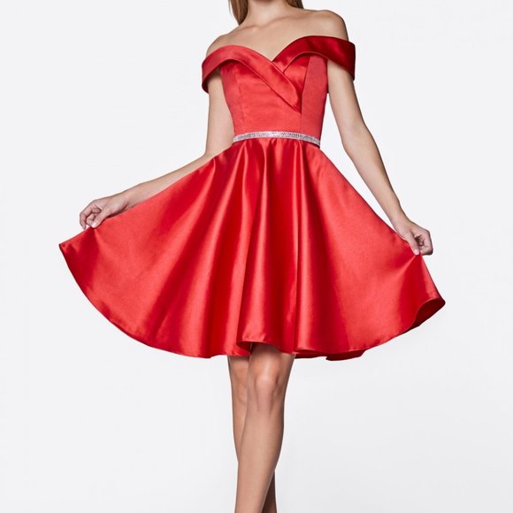 Off The Shoulder Short A-Line Gown - CNCD0140